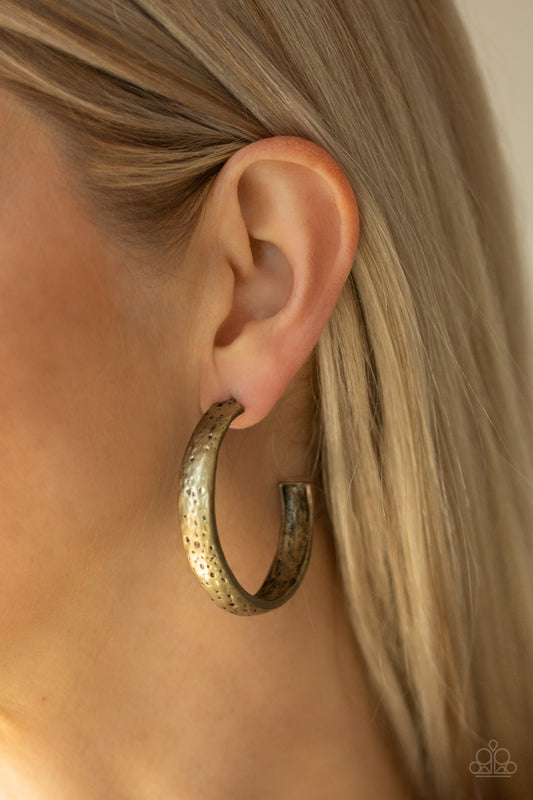 Paparazzi - Rustic Revolution - Brass Earrings  #1875