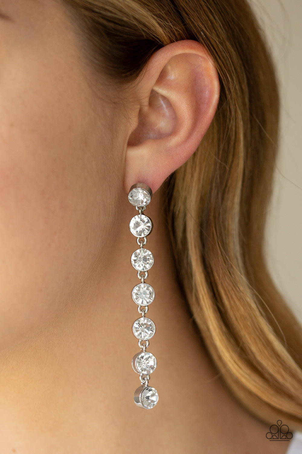 Paparazzi - Dazzling Debonair - White Earrings O/D #1019