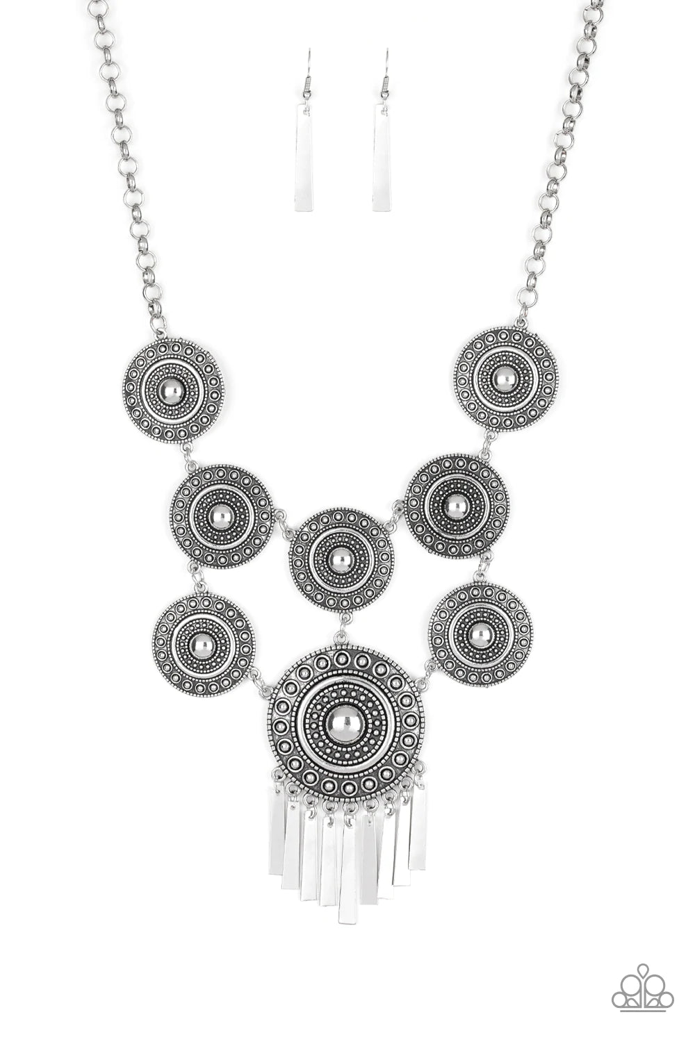 Paparazzi Accessories - Modern Medalist - Silver Necklace  #0035