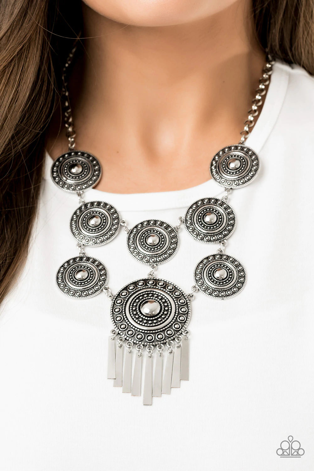 Paparazzi Accessories - Modern Medalist - Silver Necklace  #0035