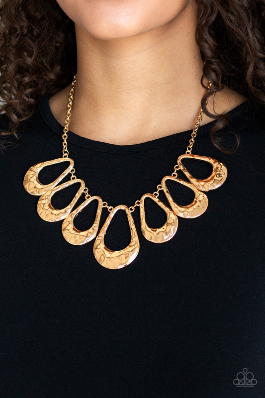 Paparazzi - Teardrop Envy - Gold Necklaces  #0230