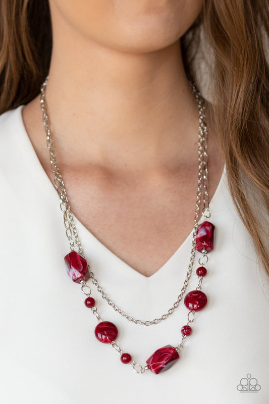 Paparazzi - Colorfully Cosmopolitan - Red Necklace  #1450