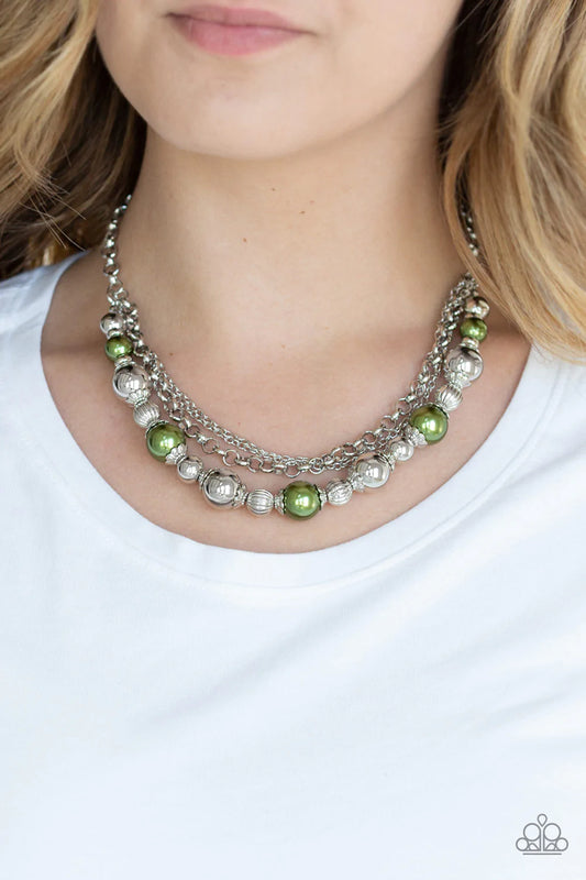 Paparazzi - "5TH AVENUE ROMANCE" Green Necklace   #1503