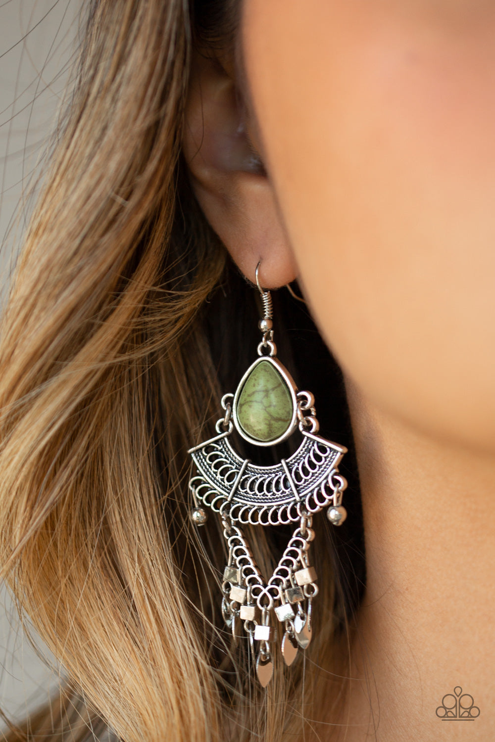 Paparazzi - Vintage Vagabond - Green Earrings #1934