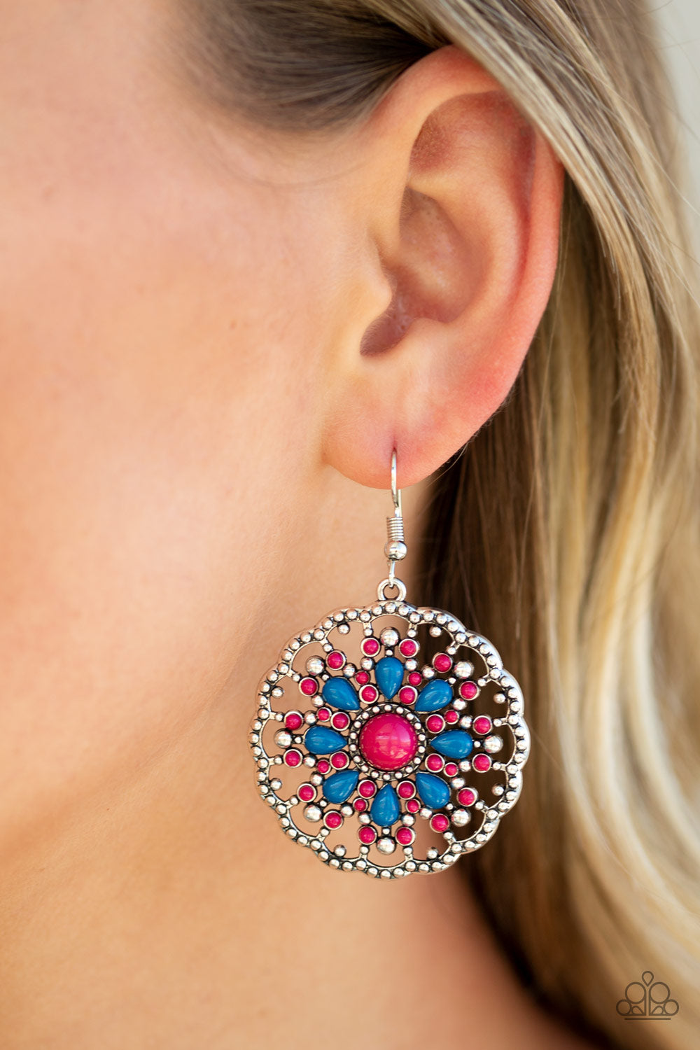 Paparazzi - Mardi Gras Garden - Pink Earrings  #1288