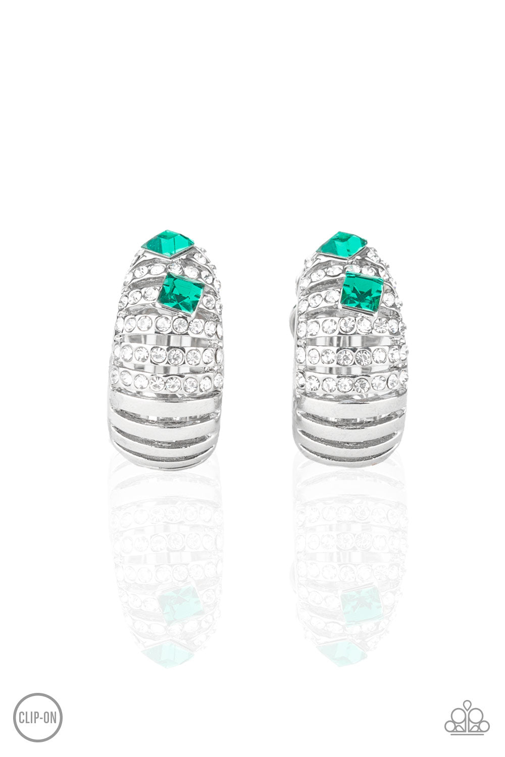 Paparazzi - Bank Tank - Green Earrings  #1806