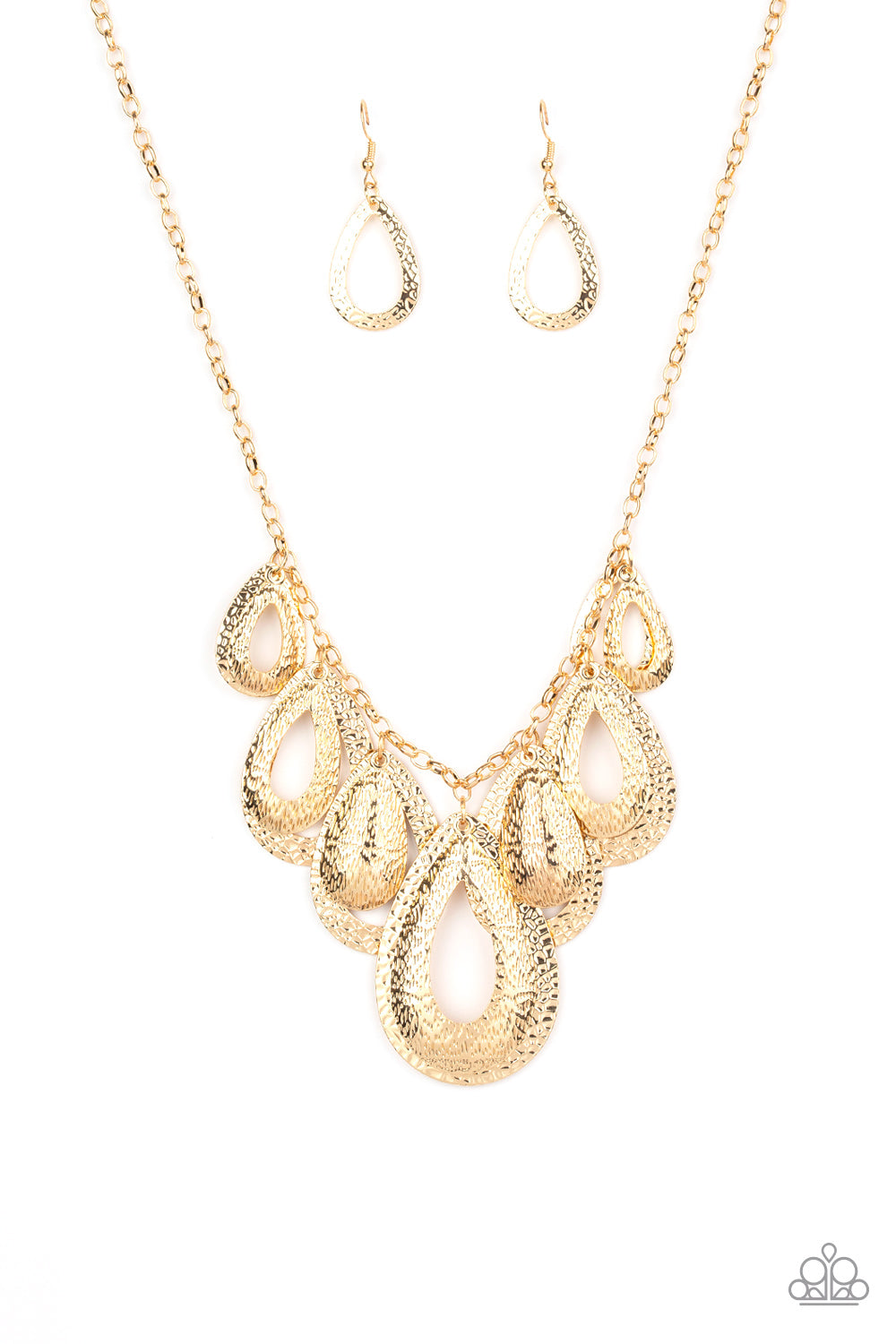 Paparazzi - Teardrop Tempest - Gold Necklace  #1435