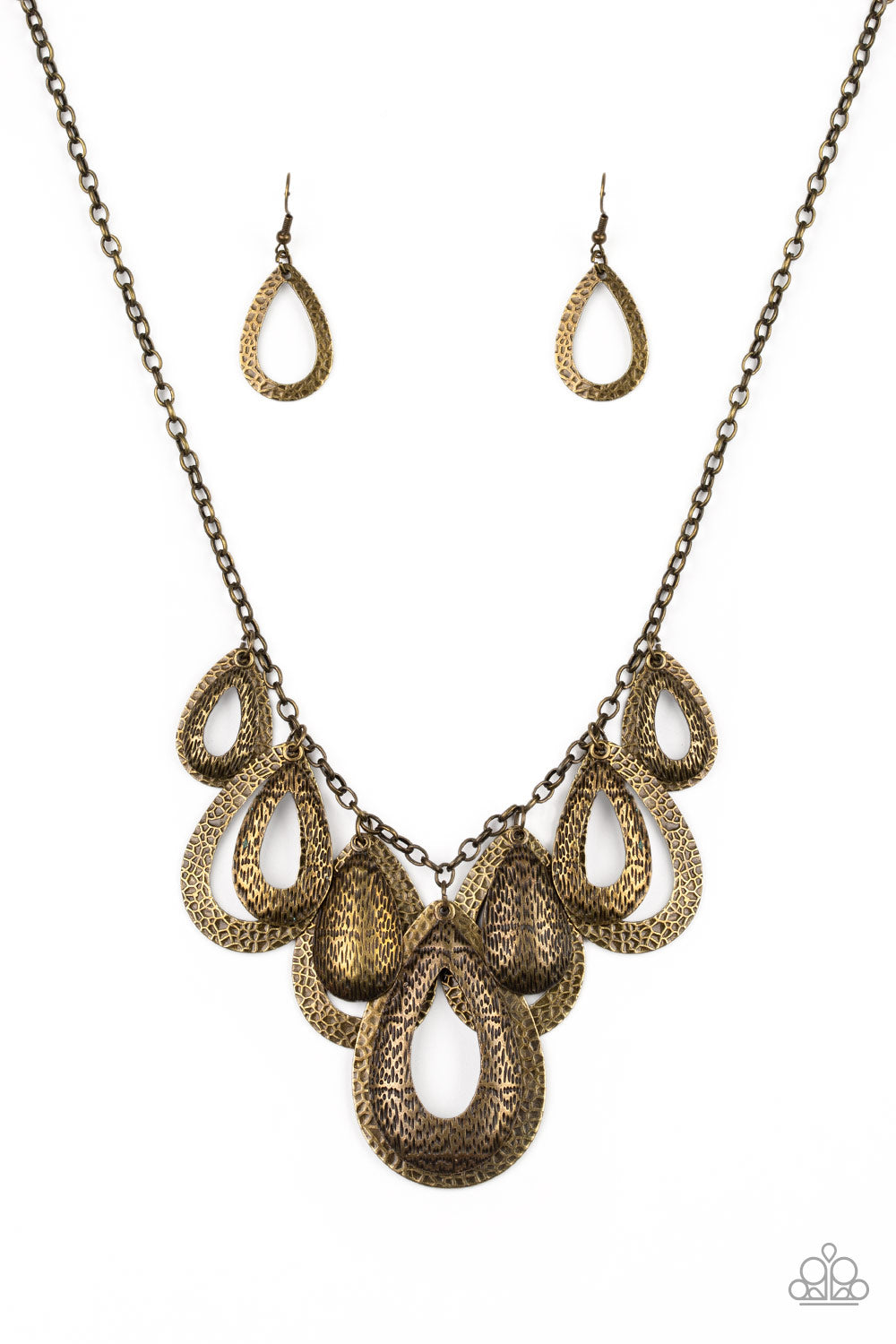 Paparazzi - Teardrop Tempest - Brass Necklaces O/D #1018