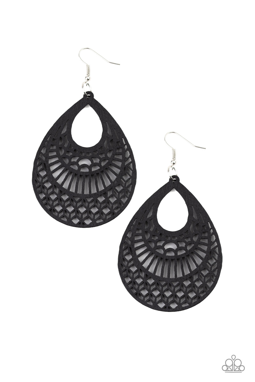 Paparazzi - Shoulda Coulda WOODa - Black Earrings W #060