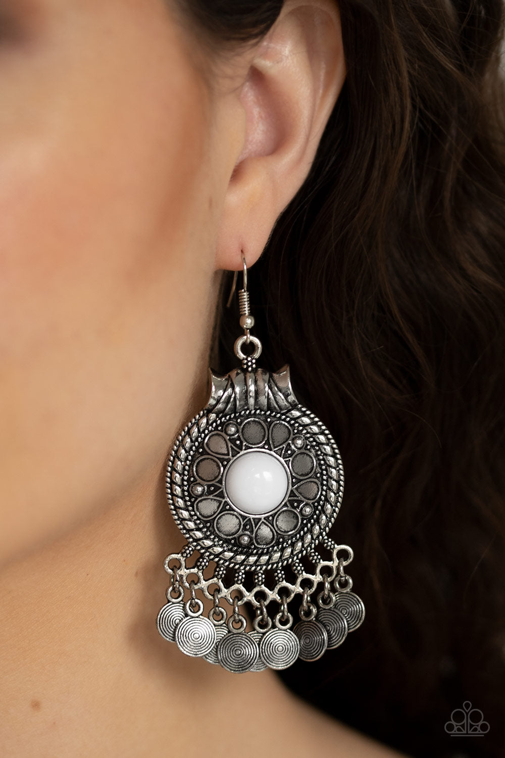 Paparazzi - Rural Rhythm - White Earrings  #081