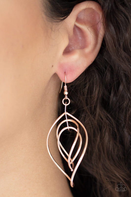 Paparazzi - Asymmetrical Allure - Rose Gold Earrings #E51