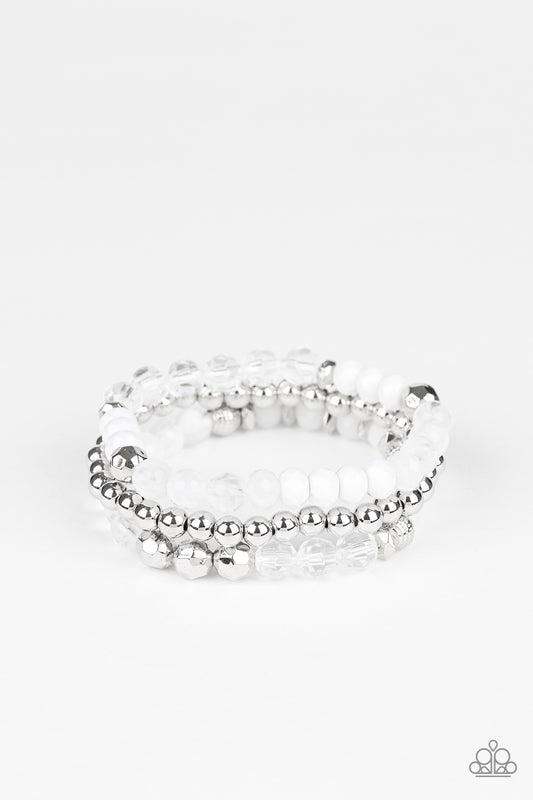 Paparazzi - Sugary Shimmer - White Bracelet #1026