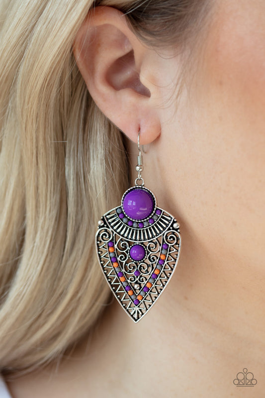 Paparazzi - Tribal Territory - Purple Earrings  O/D #078