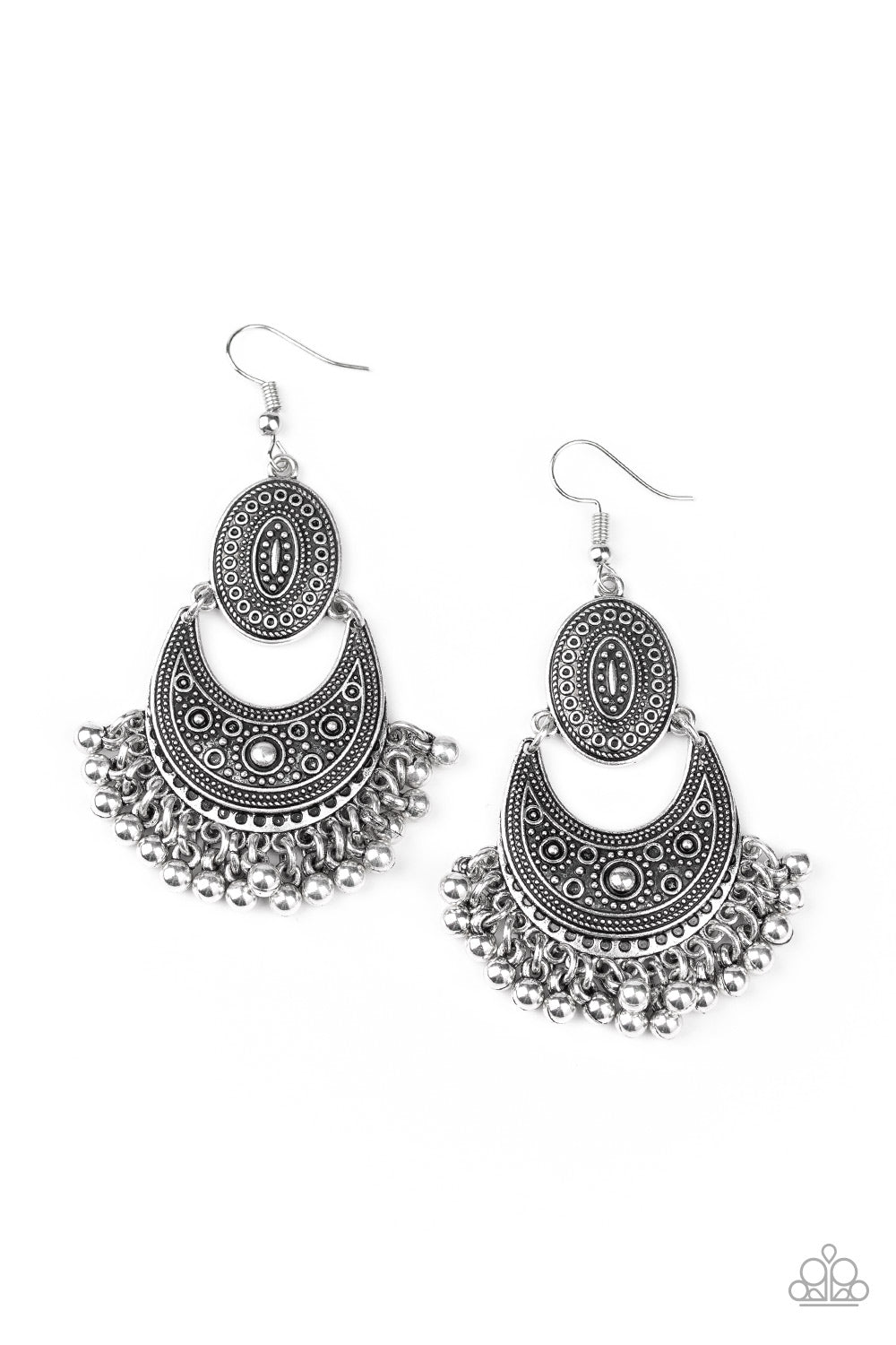 Paparazzi - Western Trails - Silver Earrings  #1770