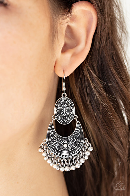 Paparazzi - Western Trails - Silver Earrings  #1770