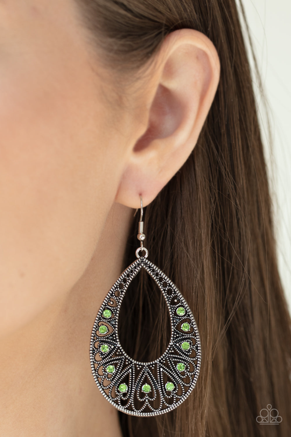 Paparazzi - Love To Be Loved - Green Earrings  #2247