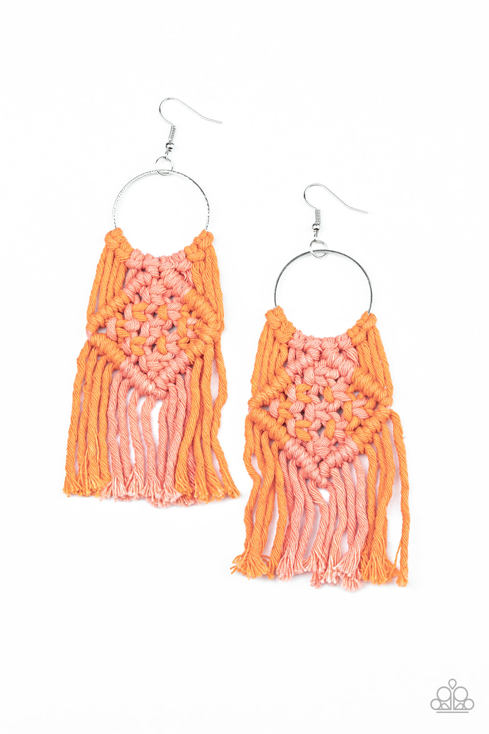 Paparazzi - Macrame Rainbow - Orange Earrings #1265