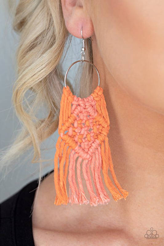 Paparazzi - Macrame Rainbow - Orange Earrings #1265