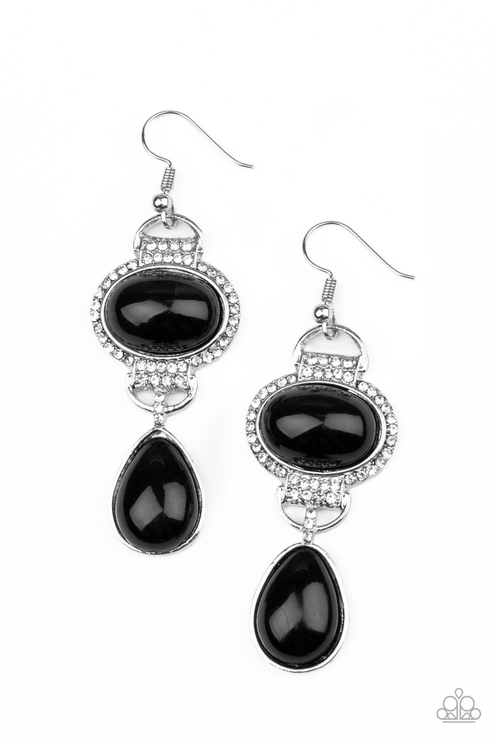 Paparazzi - Icy Shimmer - Black Earrings  #1826