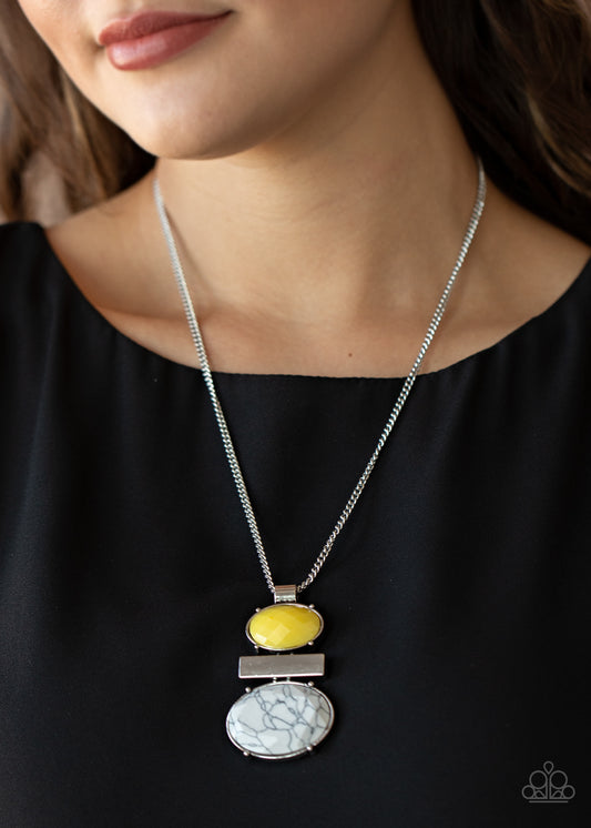 Paparazzi - Finding Balance - Yellow Necklace  #1510