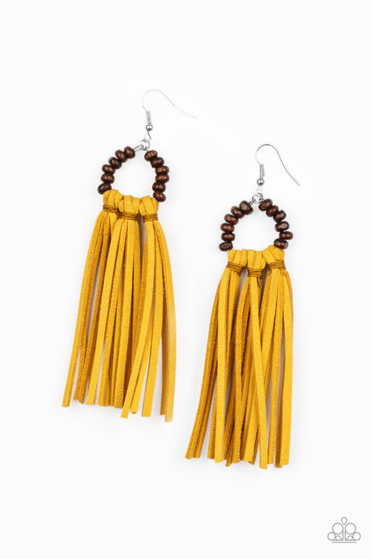 Paparazzi - Easy To PerSUEDE - Yellow Earrings  O/D #0117