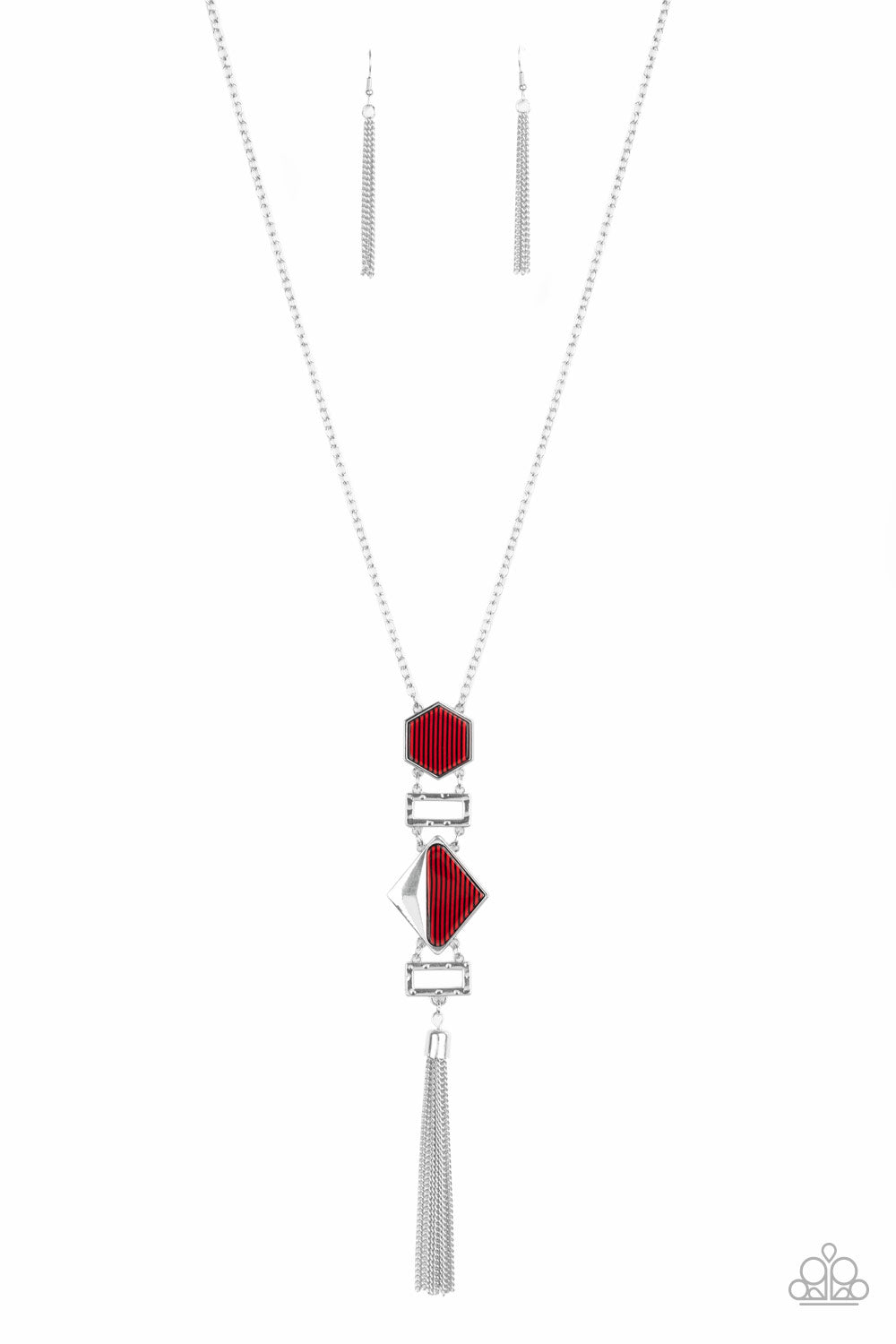 Paparazzi - STRIPE Up a Conversation - Red Necklaces  #1547