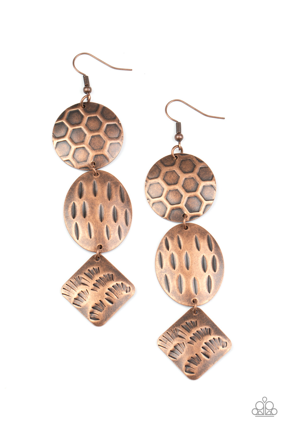 Paparazzi - Mixed Movement - Copper Earrings #1256