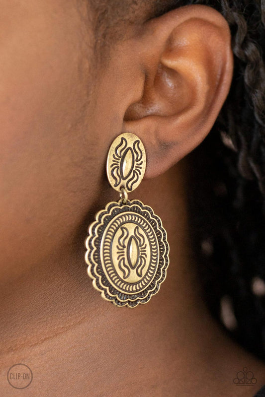 Paparazzi - Ageless Artifact - Brass Earrings  #0921