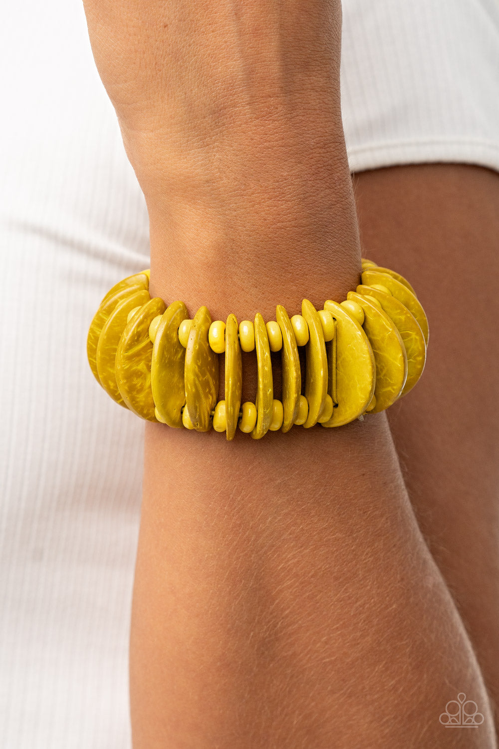 Paparazzi Accessories - Tropical Tiki Bar - Yellow Bracelet  #1059