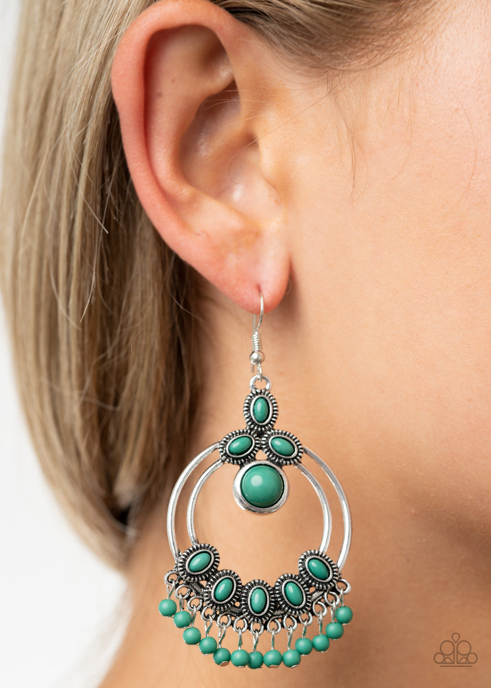 Paparazzi - Palm Breeze - Green Earrings  #0892