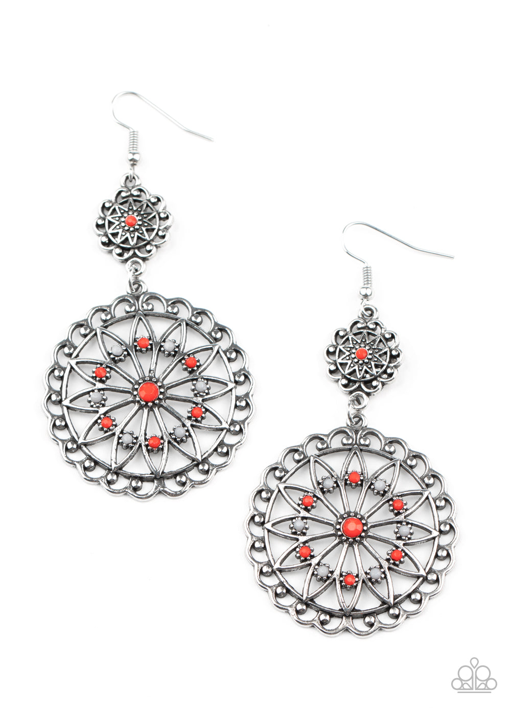 Paparazzi - Beaded Brilliance - Red Earrings  #1888