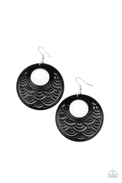 Paparazzi - Tropical Canopy - Black Earrings