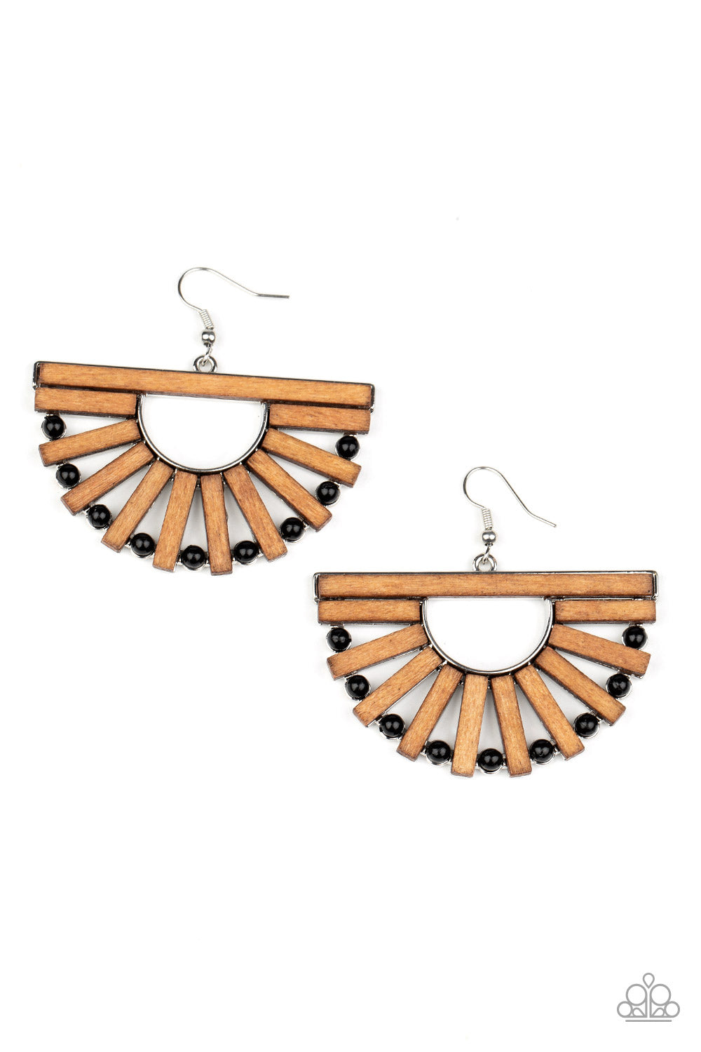 Paparazzi - Wooden Wonderland - Black Earrings  #0896