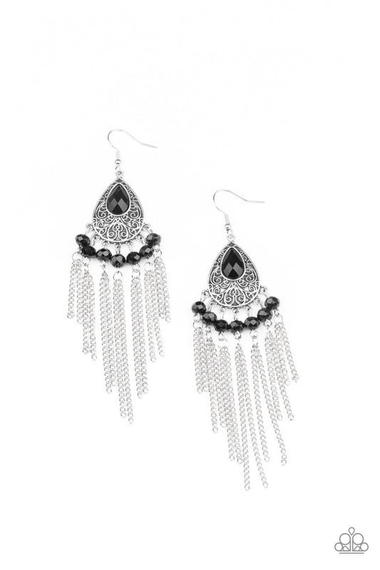 Paparazzi - Floating on HEIR - Black Earrings  #1856