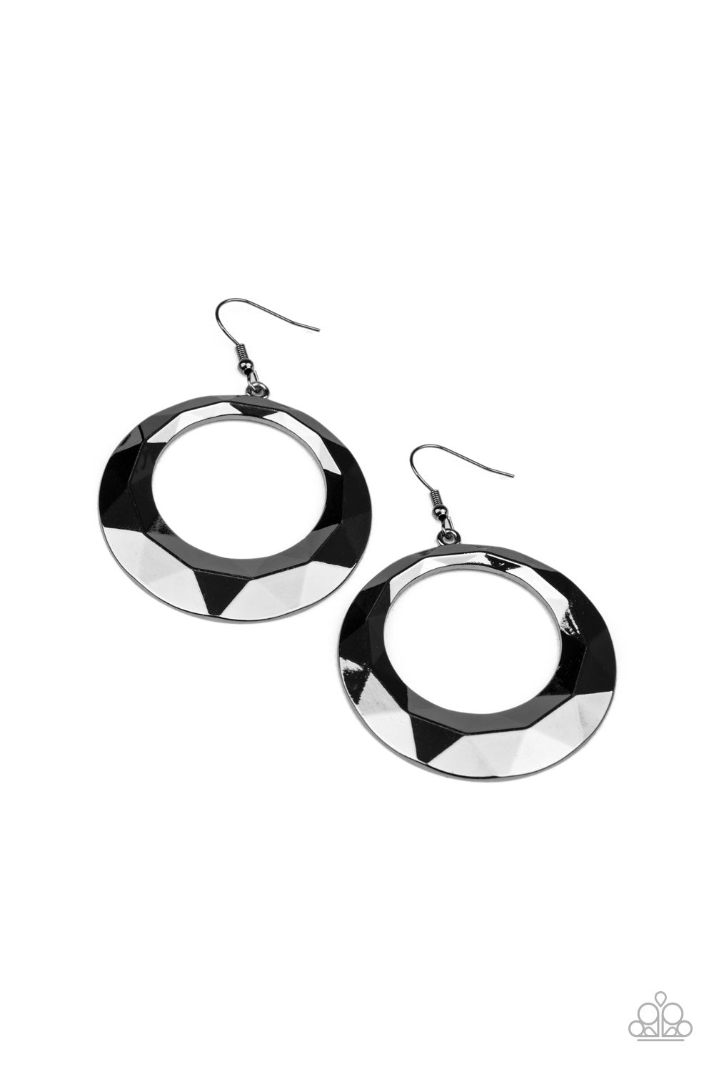 Paparazzi Accessories - Fiercely Faceted - Black Earrings #0651