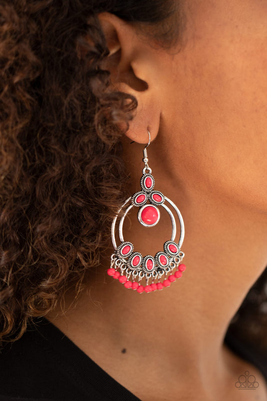 Paparazzi - Palm Breeze - Pink Earrings #0890