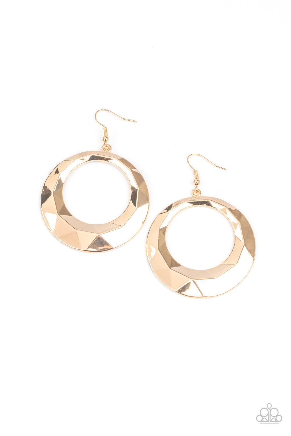 Paparazzi Accessories - Fiercely Faceted - Gold Earrings #0652