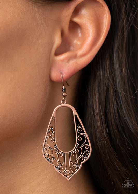 Paparazzi - Grapevine Glamour - Copper Earrings  #1275