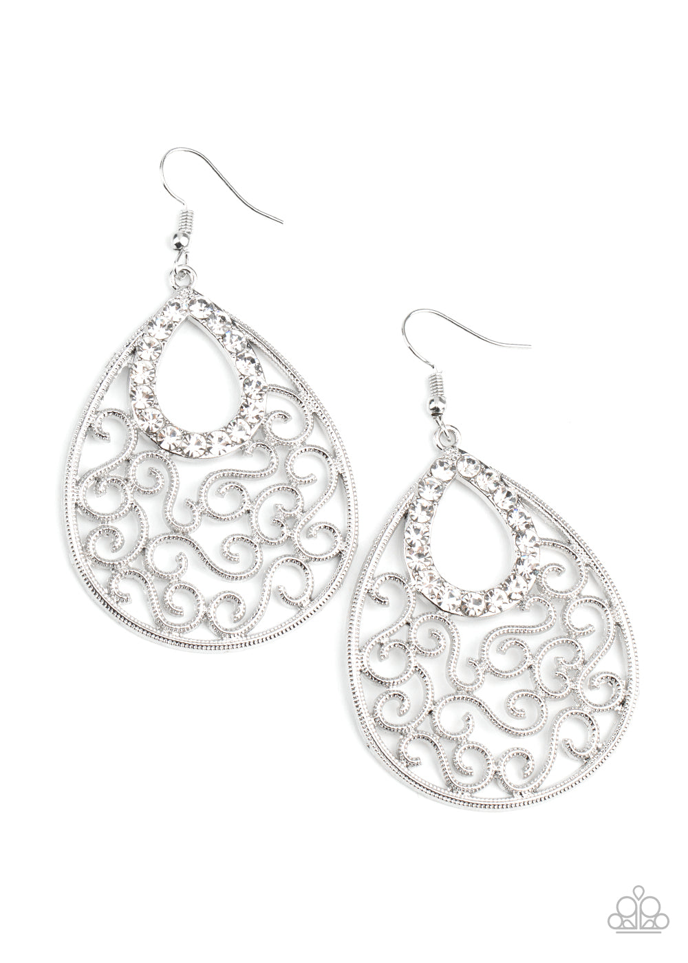 Paparazzi - Seize The Stage - White Earrings  #1728