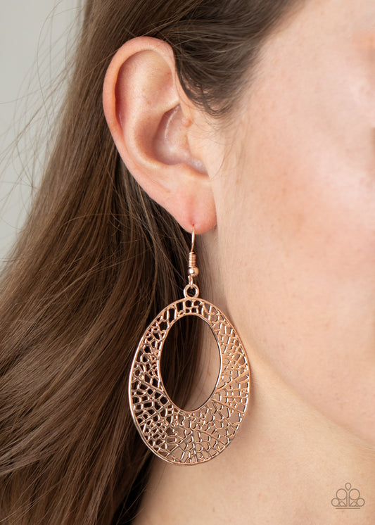 Paparazzi - Serenely Shattered - Rose Gold Earring #2097