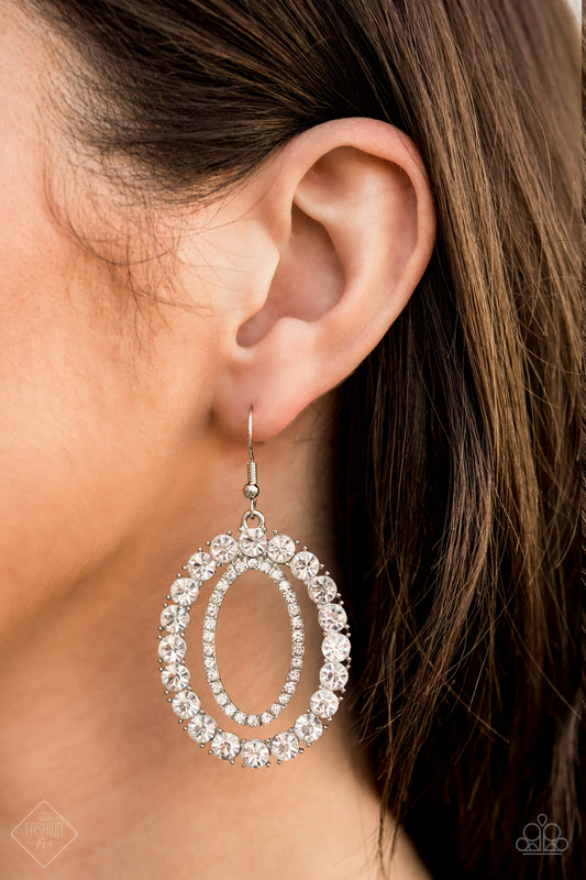 Paparazzi - Deluxe Luxury White Earrings