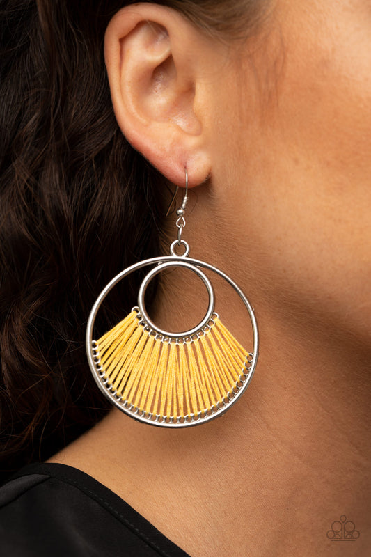 Paparazzi - Really High-Strung - Yellow Earrings #0653