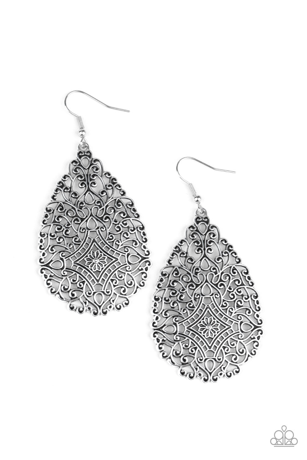 Paparazzi - Napa Valley Vintage - Silver Earrings  #0929