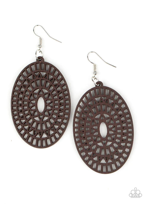 Paparazzi - Tropical Retreat - Brown Earrings W #057