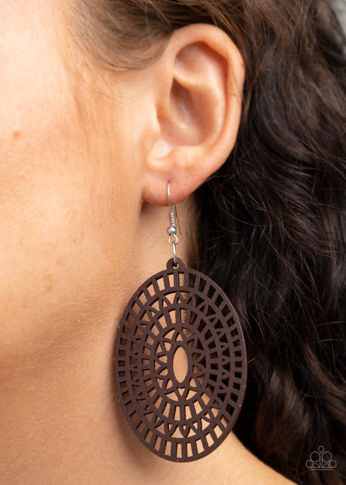 Paparazzi - Tropical Retreat - Brown Earrings W #057