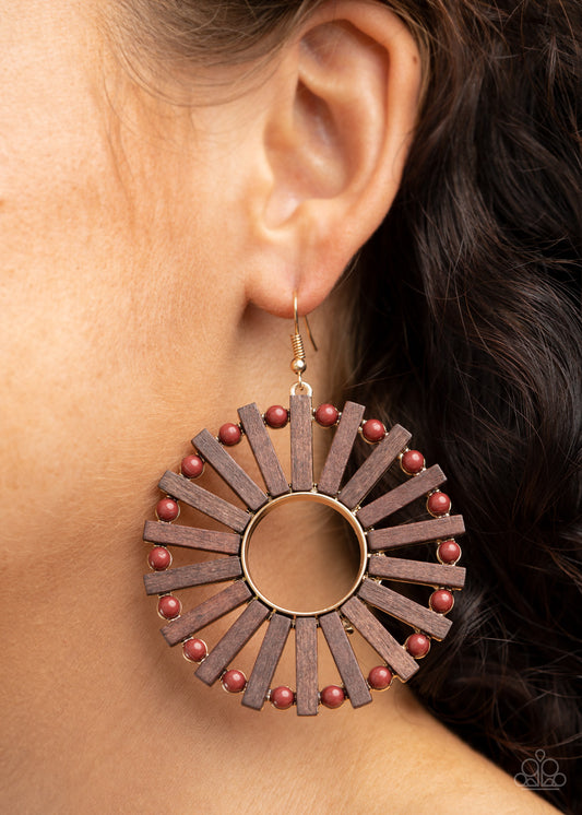 Paparazzi - Solar Flare - Brown Earrings  #0899