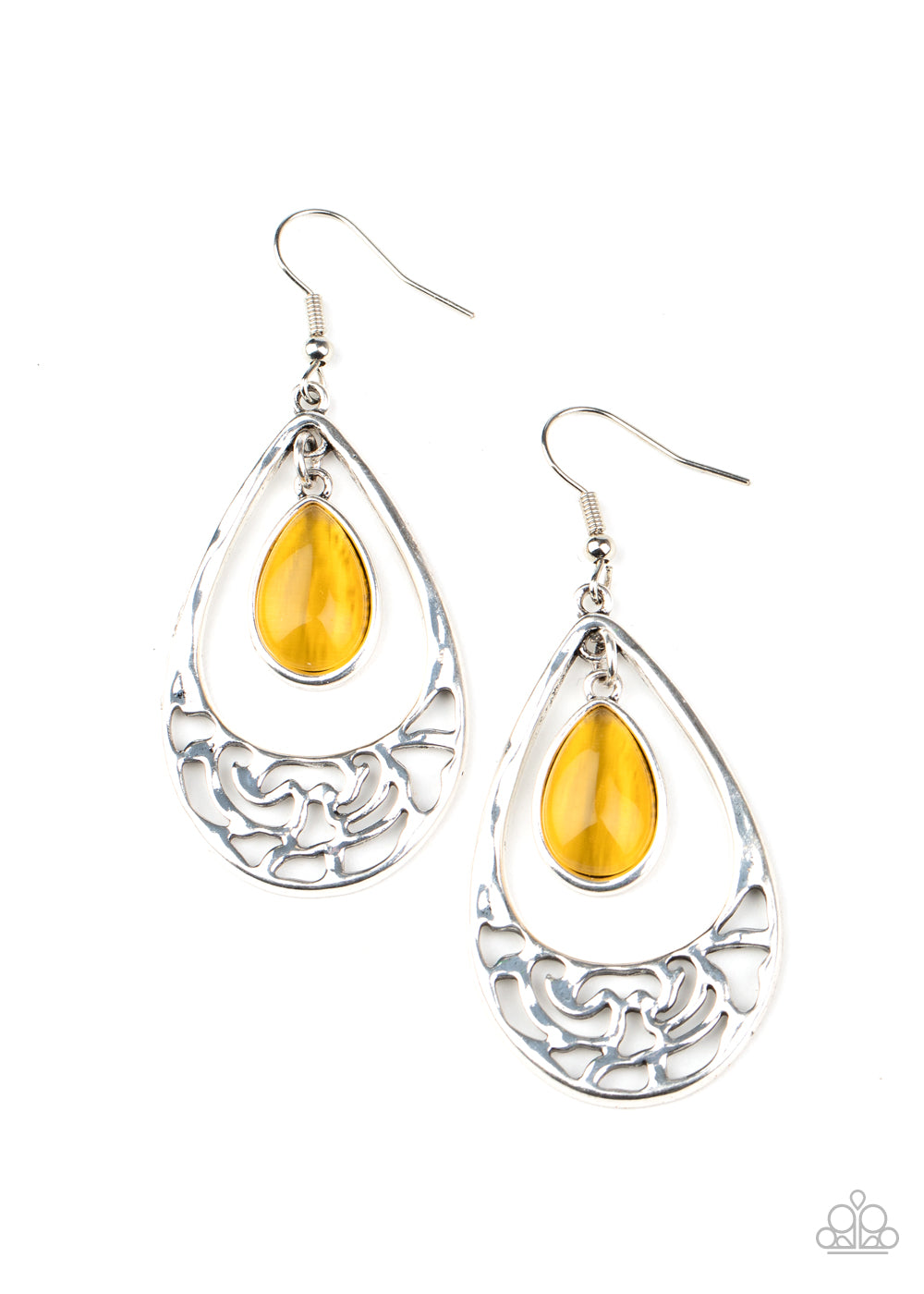 Paparazzi - DEW You Feel Me? - Yellow Earrings  #1932