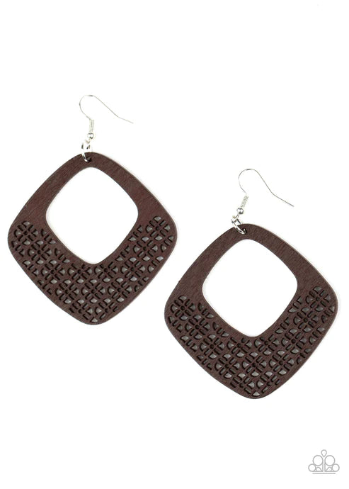 Paparazzi - WOOD You Rather - Brown Earrings W #062