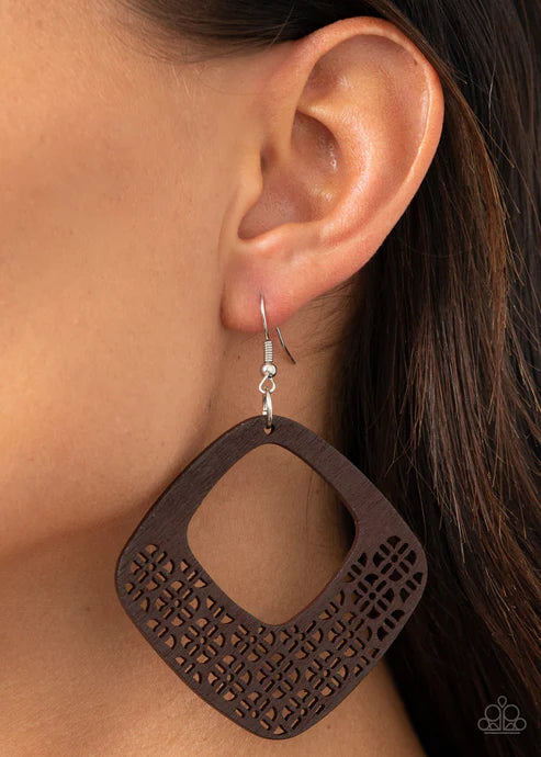 Paparazzi - WOOD You Rather - Brown Earrings W #062