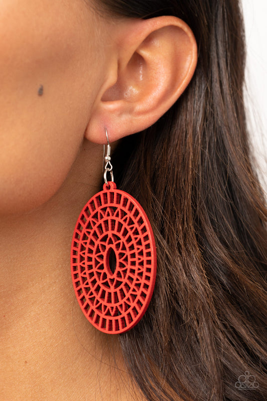 Paparazzi Tropical Retreat - Red Earrings  #1712